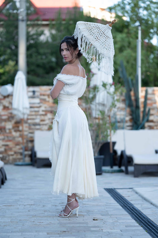 Rochie Danielle - Ivory din matase naturala 